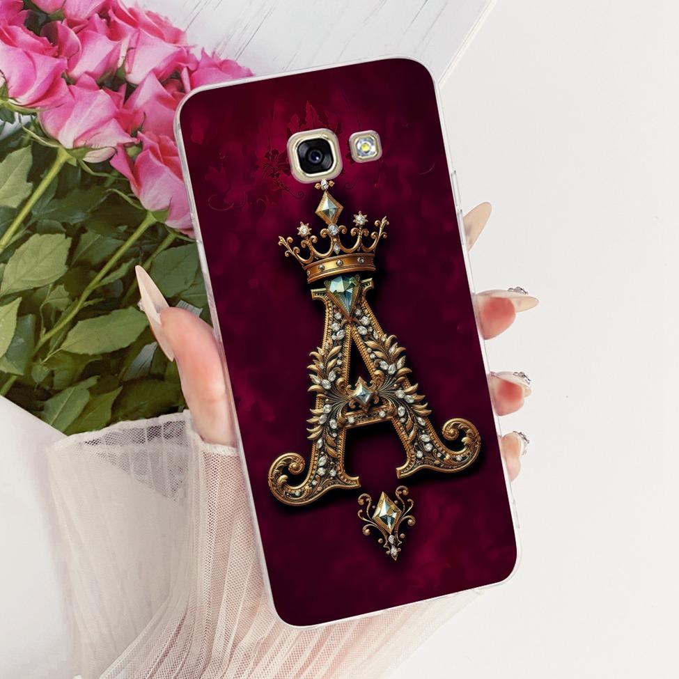 Clear For Samsung A5 2017 A520F A520K Cover For Samsung Galaxy A5 2017 Case Luxury Crown A-Z Letters 2D Flat Pattern Soft Casing