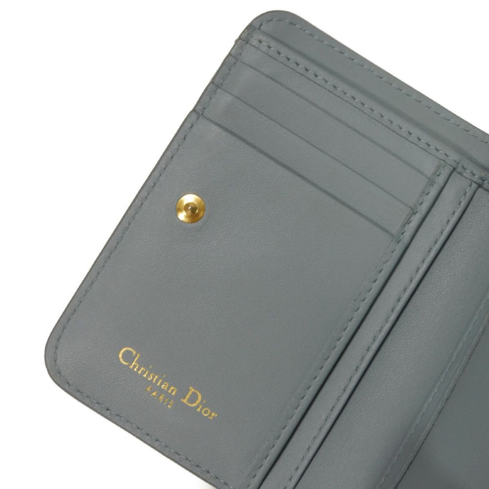 Подержанный кошелек Caro Scarlet (S5032UWHC_M81B) 7941 Текущий логотип CD Вышитый двустворчатый Cannage Небесно-голубой (10656) из Японии