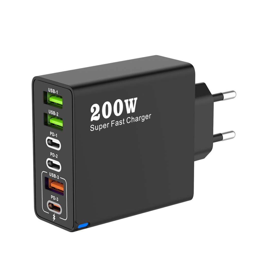 200 Вт 6 портовый USB C зарядное устройство супер быстрая зарядка PD3.0 USB C Type C зарядное устройство для мобильного телефона iPhone 16 SE4 Samsung Xiaomi ipad