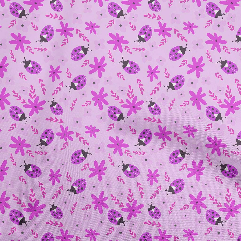 oneOone Cotton Poplin Aqua Blue Fabric Bird Ladybird  Craft Projects Decor Fabric Printed By The Yard 42 Inch