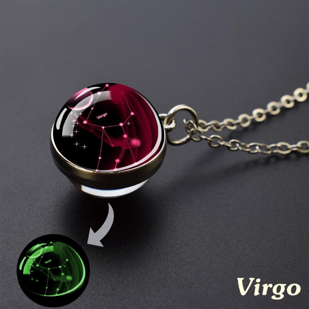 Luminous Starry Sky Glass Ball with Constellation Pattern Pendant Necklace - Men's Fashion Zinc Alloy Jewelry