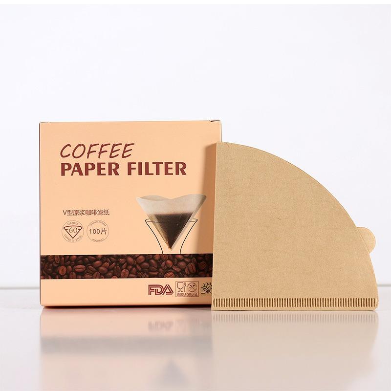 V60 Cup Fan-shaped V-shaped Cake-shaped Coffee Filter Coffee Pot, Convenient, 100 Pieces