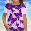 Милая футболка с коротким рукавом с бабочкой, мультяшный принт, для девочек, детская, мягкая, удобная футболка для девочек