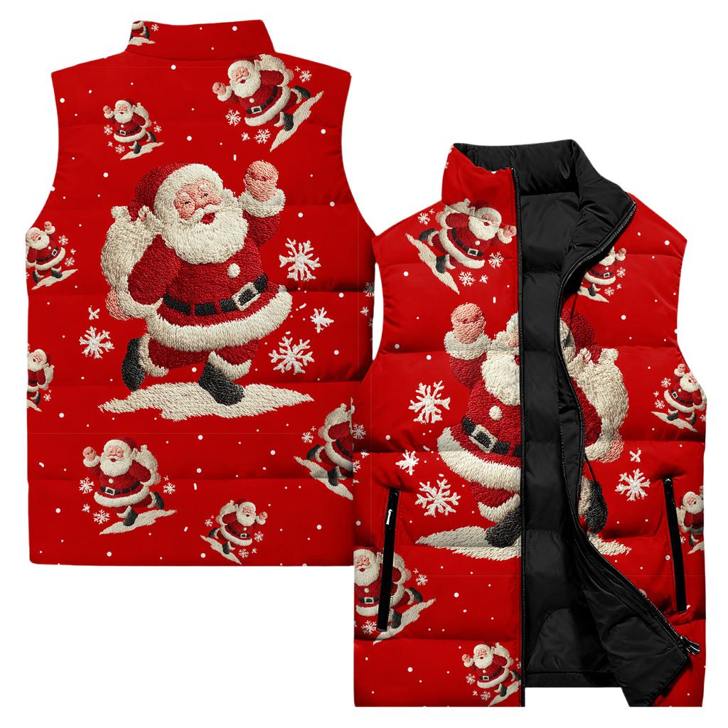 Ladies' Casual And Fashionable Sleeveless Vest Christmas Printed Cotton Jacket