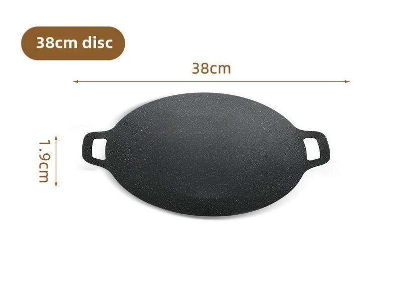 Портативная круглая корейская железная сковорода для барбекю и омлета с двойными ручками для кемпинга на открытом воздухе