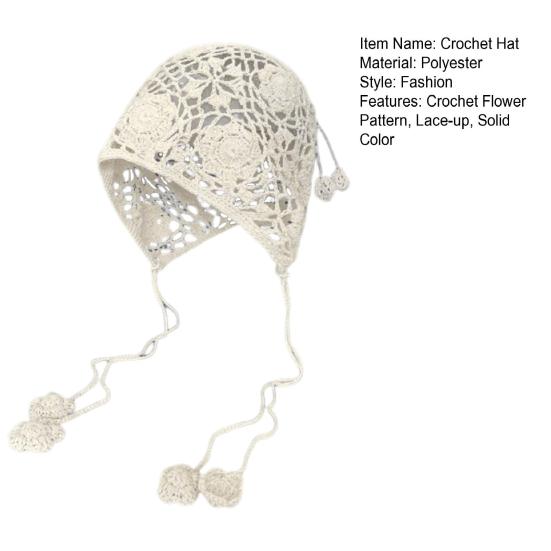 Женская вязаная крючком шапка, однотонная вязаная шапка в этническом стиле с кисточками, на шнуровке, ручная работа