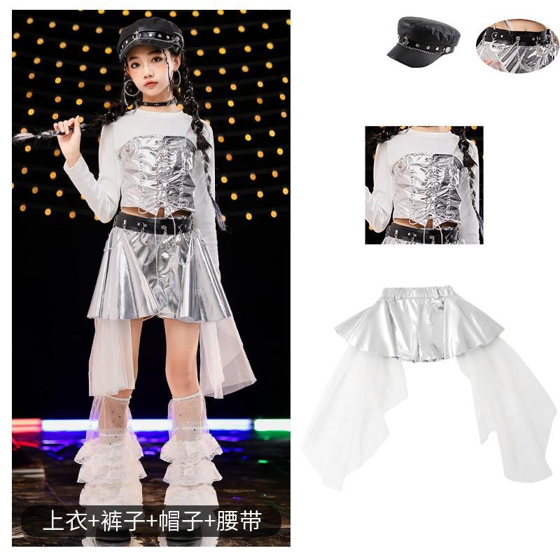 Girls Jazz Dance Costume Kids Hip Hop Performance Skirt Set Stage Dancewear