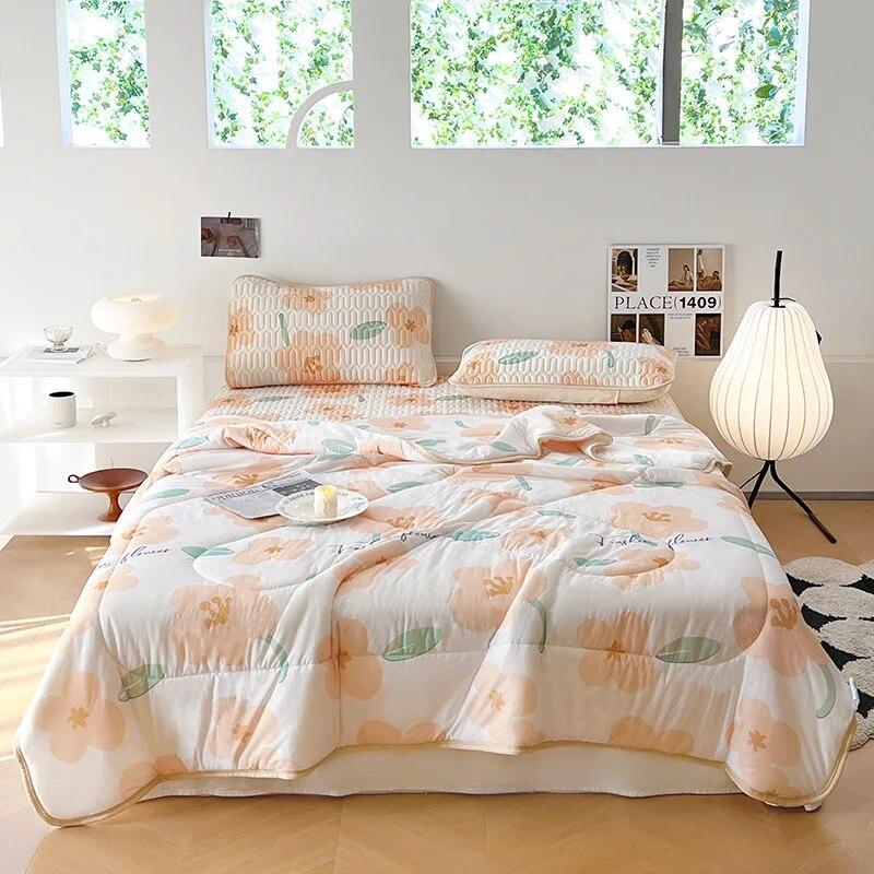 Летнее охлаждающее одеяло, комплект постельного белья, кондиционер, одеяло, латексные простыни и наволочки для односпальной двуспальной кровати