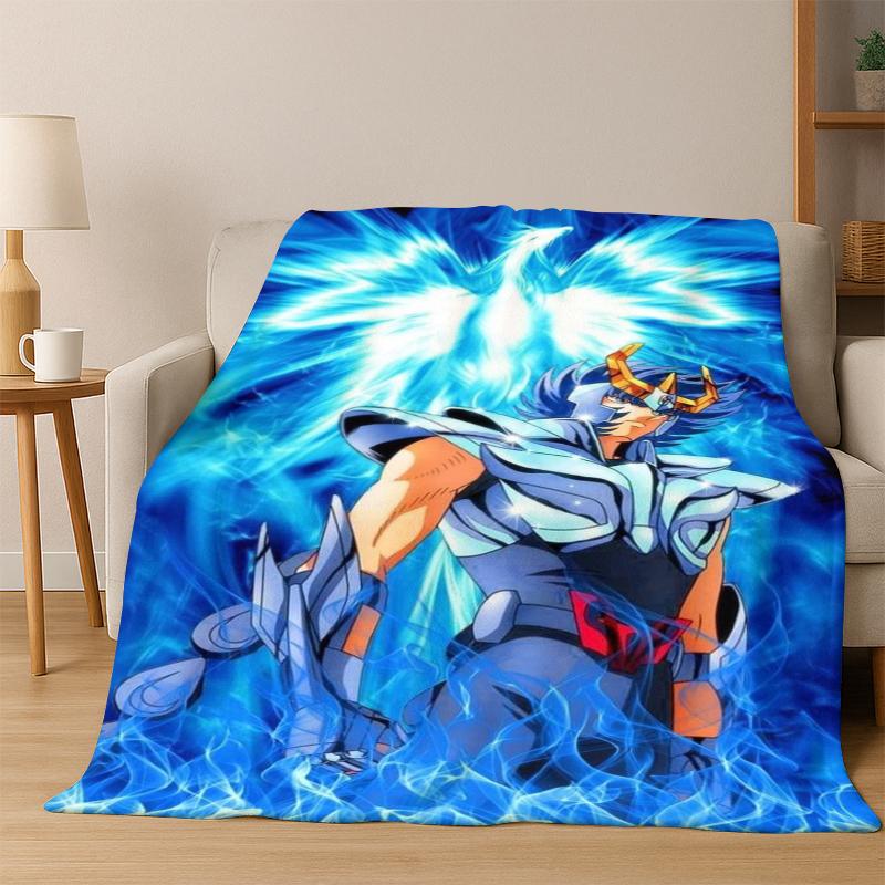 Мультяшное одеяло из фланели Saint Seiya Аниме Мягкое теплое одеяло Плед для спальни гостиной кровати Путешествия Пикника Подарок ребенок