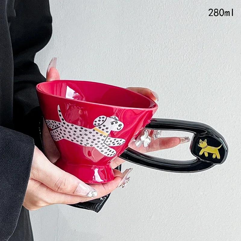 Креативные нестандартные керамические кофейные чашки, милые кружки с изображением щенков из мультфильмов, высококачественные офисные чашки для завтрака, молочные чашки, изысканная домашняя посуда