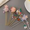 Chinese Style Flower Hair Stick Handmade Hanfu Hair Bun Elegant Butterfly Hairpin  for Hanfu Party