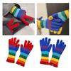 Rainbow Color Striped Knitted Gloves Winter Full Finger Mitten Thicken Warm Christmas Harajuku Gloves for Girlfriend