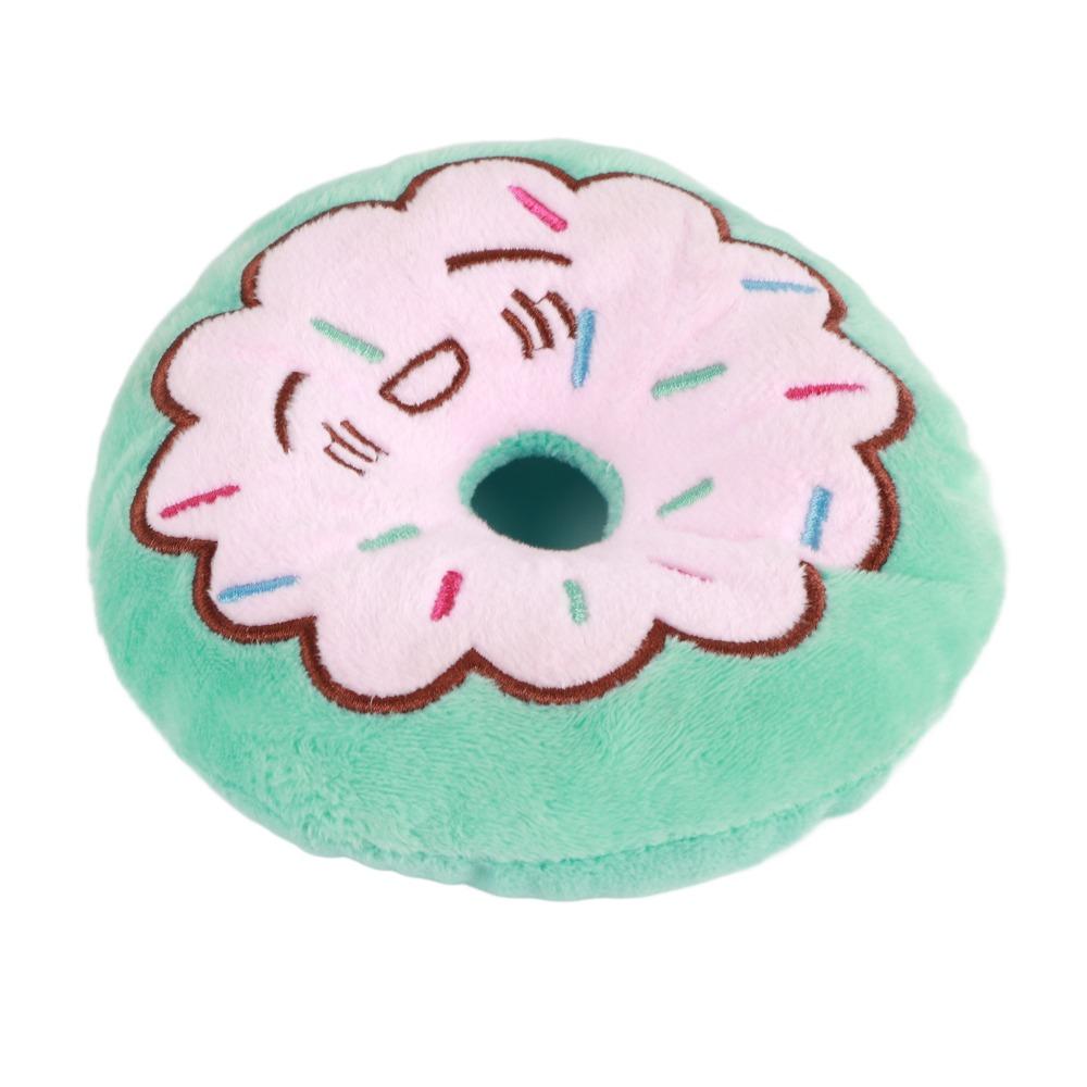 Plush Filled Donut Dog Toy Squeaker Inside Plush Pet Toy Food Shaped Dog Toy Daily Chewing