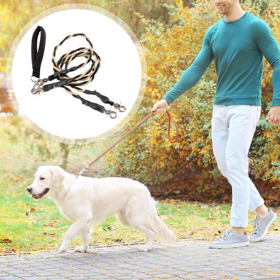 Double Bungee Dog Leash No-Tangle 360-degree Swivel Dual Dog Leash Dog Walking Training Lead Splitter for Medium Large Breeds