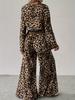 Women's Leopard Print Two Piece Set 2025 Spring New Loose Comfortable Long Sleeve Pants Outfit