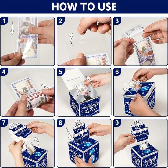 День рождения подарочный футляр для денег, сюрприз, взрывной денежный мешочек с тягой