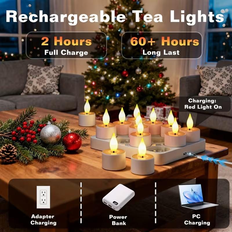 12PCS/set LED Candle Lights Magnetic Charging Candle Light Strip with Remote Control Perfect for Halloween, Christmas, and Weddings