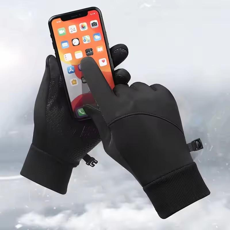 Winter Outdoor Warm Full Finger Gloves for Unisex Cycling Sports Waterproof and Anti Slip Gloves Touch Screen Thickened and Warm