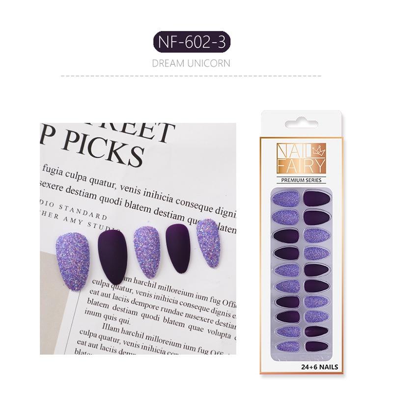 Fake Nails Matte Frosted Full Set Coffin Nails Girl Ballet False Nails Finished Nail Art Glitter Shiny Blingbling Press On Square Pointed Full Cover