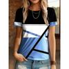 3D Printed Pattern T-shirt, Summer and Spring Short Sleeved Round Neck Casual Top, Women's Clothing
