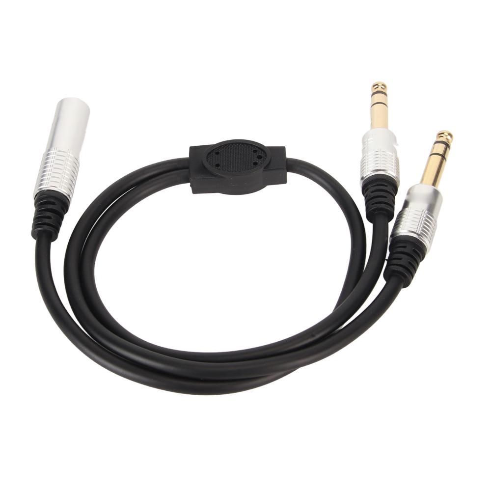 Plug and Play 6.35mm 1 to 2 Y Splitter Cable Speaker Y Extension Cable Amplifier Use