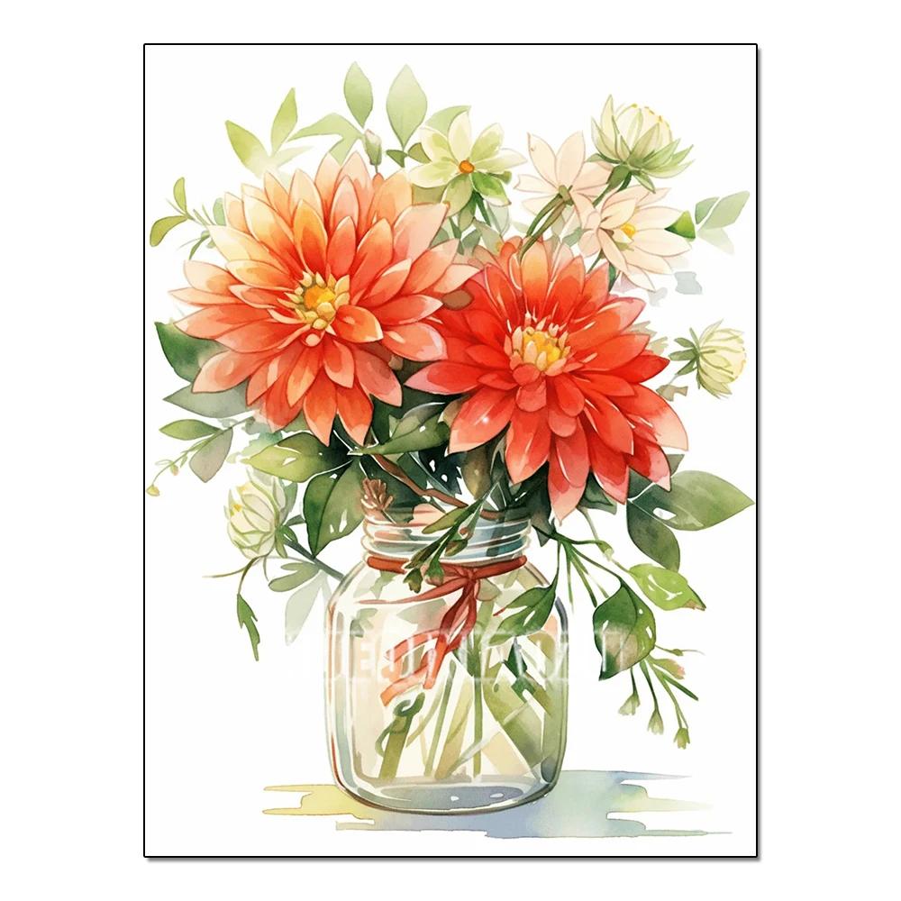 Полная серия цветов Алмазная живопись Тюльпан Маргаритка Алмазная мозаика Вышивка Искусство Акварельная картина Ручная работа Домашнее украшение Сделай сам