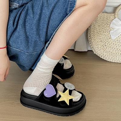 Модные тапочки-шлепанцы на толстой подошве с противоскользящим рисунком «взрыв звезды», женские летние 2025, новые, с увеличивающей рост подошвой, сандалии на мягкой подошве