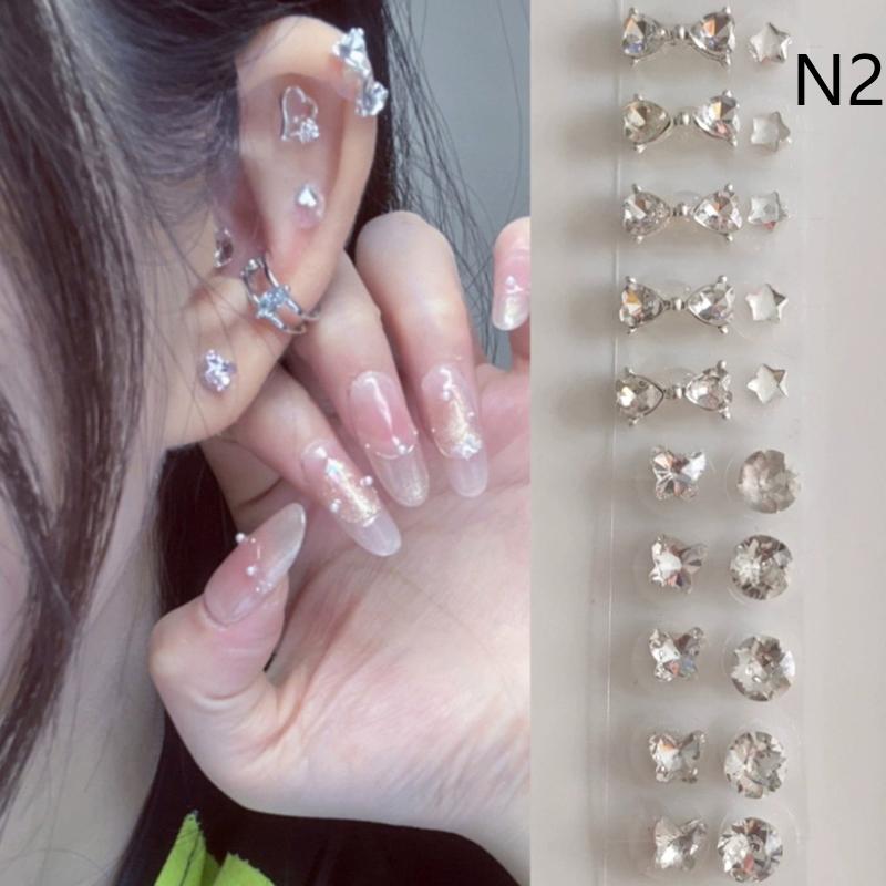 20 Patches Heart Butterfly Bow Rhinestone Ear Point Stickers Ear Pressure Stick Acupuncture Magnetic Beads Auricular Ear Sticker