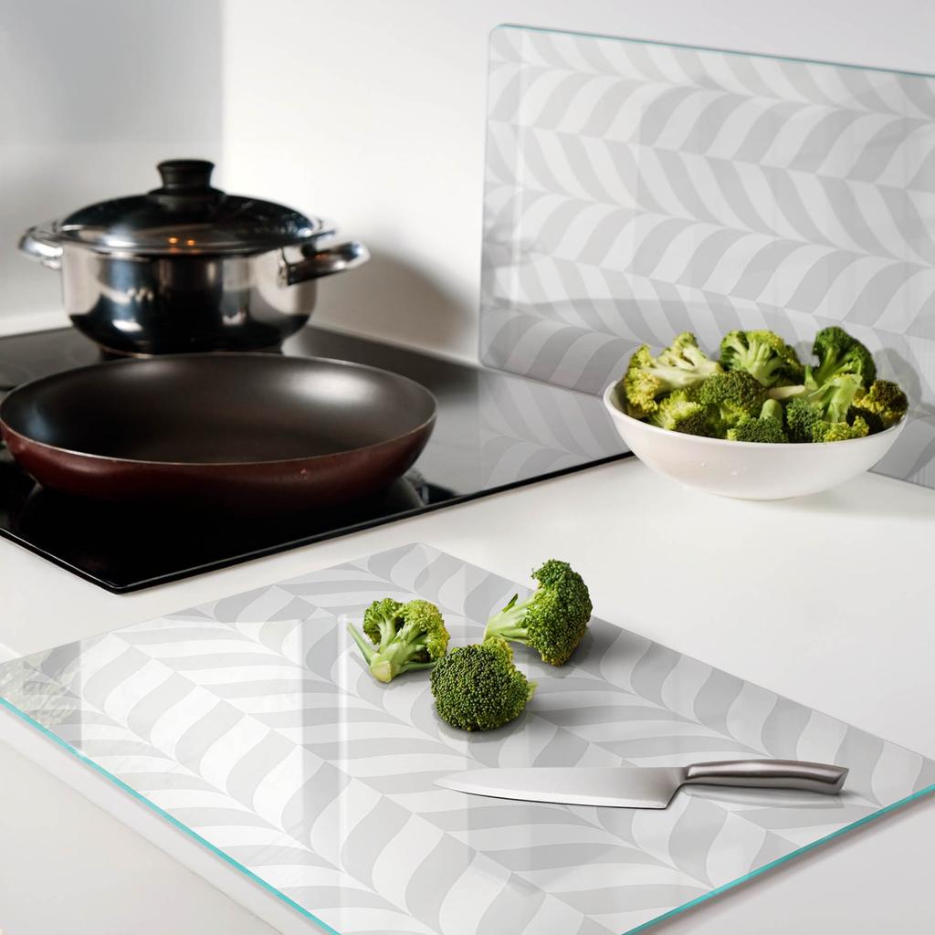 Set of Two Glass Kitchen Boards Geometric Shapes 2x40x52 cm
