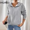 Long Sleeve Casual Hoodie Autumn and Winter Women's Solid Colour Pullover Sweatshirt Top