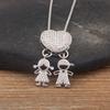 Nidin Hot Sale Classic Son/Daughter Sparkling Zircon Charm Pendant Necklace For Women Boys and Girls Clavicle Chain Jewelry Gift