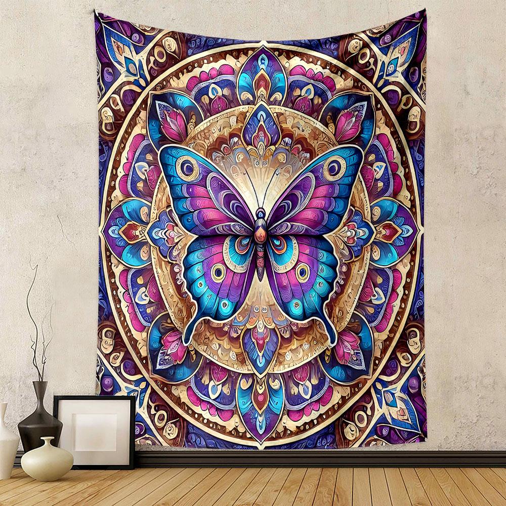 Mandala Butterfly with Vibrant Colors Patterned tapestry home decor, suitable for bedroom and living room, gift