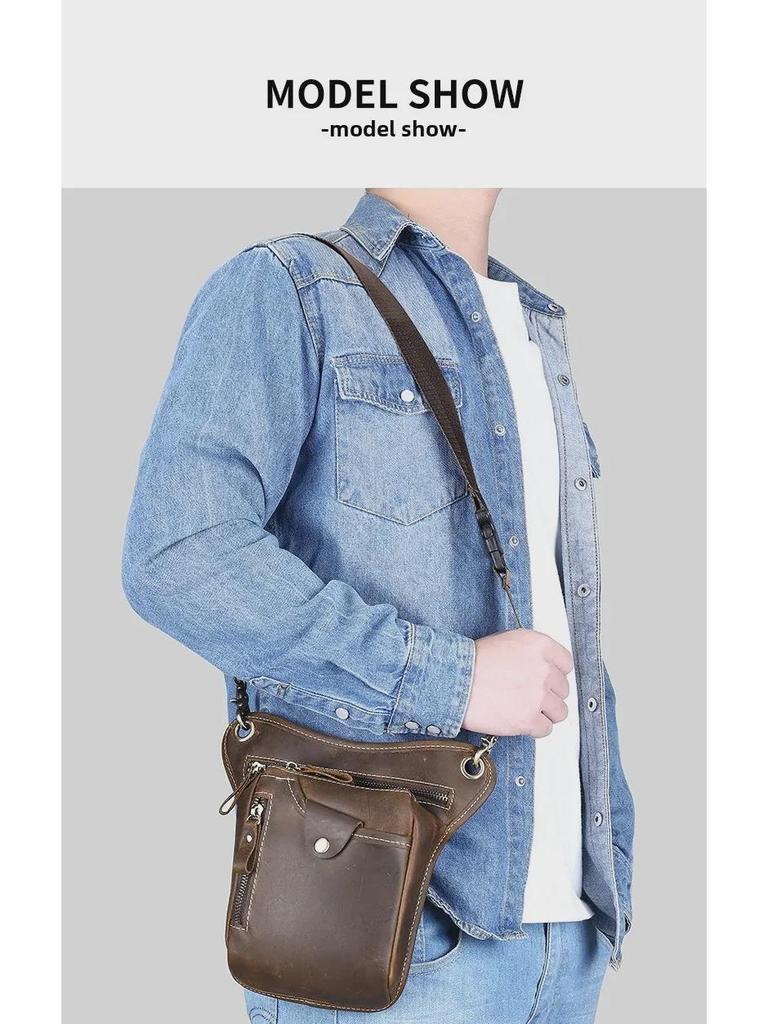 Мужская походная сумка из коровьей кожи для ног и пояса для езды на мотоцикле