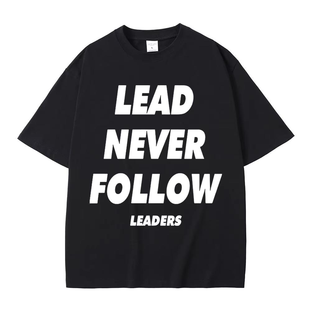 Рэпер Chief Keef Футболки с принтом Lead Never Follow Leaders Мужская Мода Хип-Хоп Винтажная Футболка Хлопок Повседневная Оверсайз Футболки Топ...