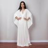 2024 Solid V-neck Batwing Sleeve Plus Size Loose Maxi Dress For Women Summer Beach Wear Kaftan Long Bathing Suit Cover Up Q1306