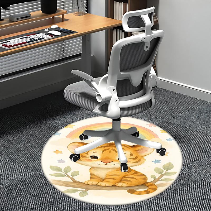 Rainbow Tiger Chair Mat - Round Carpet for Home Decor, Office, Living Room, Bedroom, Gift Idea0216b