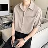 Ice Silk Short Sleeved Shirt For Men In Summer, Loose Plus Size Five Inch Sleeve Shirt, No Ironing And Wrinkle Resistance