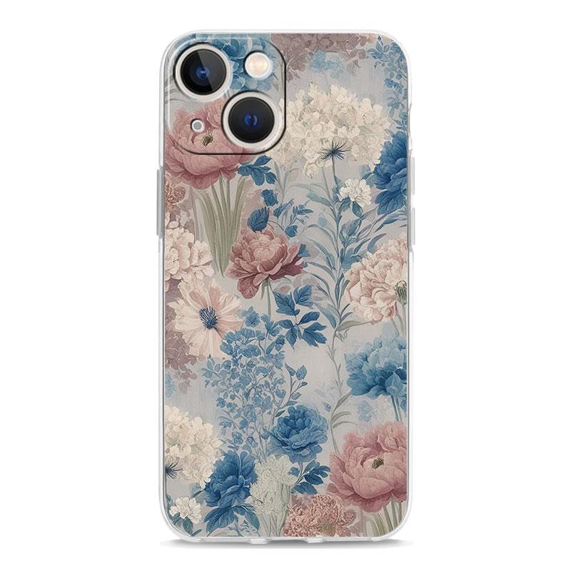 Чехол для телефона iPhone 17 Air Cases iPhone 16 15 12 13 14 Pro Max SE 7 8 Plus iPhone11 Прозрачный Мягкий Чехол Масляная Живопись Цветок