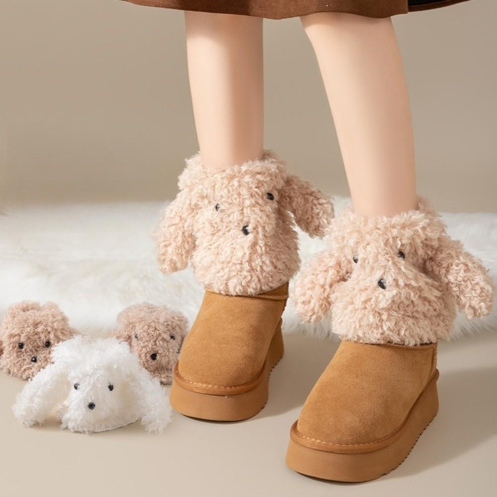 Cute Y2K Puppy Leg Warmers JK Spicy Girls Dog Ears Foot Cover Lolita Warm Plush Boots Cover Streetwear