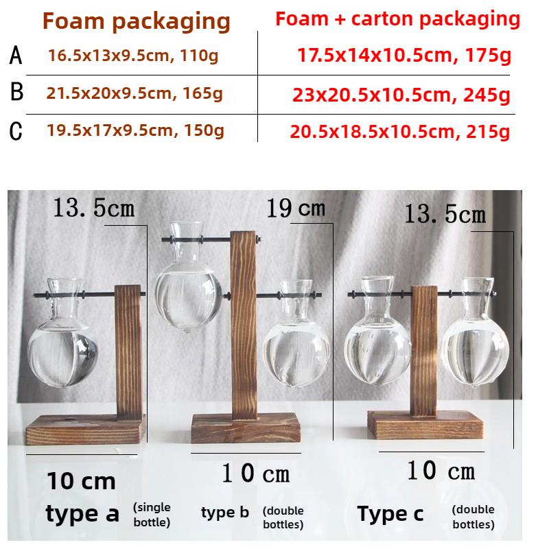 Creative Wooden Frame Hydroponic Vase Dill Plant Transparent Glass Flower Arrangement Container Desktop Ornament Home Decoration Products