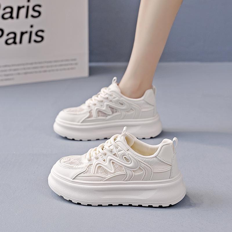 Новые летние модные универсальные женские туфли, повседневные спортивные туфли с толстой подошвой из дышащей сетки для студентов