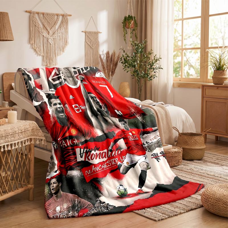 Cristiano Ronaldo Print Flannel Blanket Soft Warm Sofa Bed Throw Blanket For Home Office Bedroom