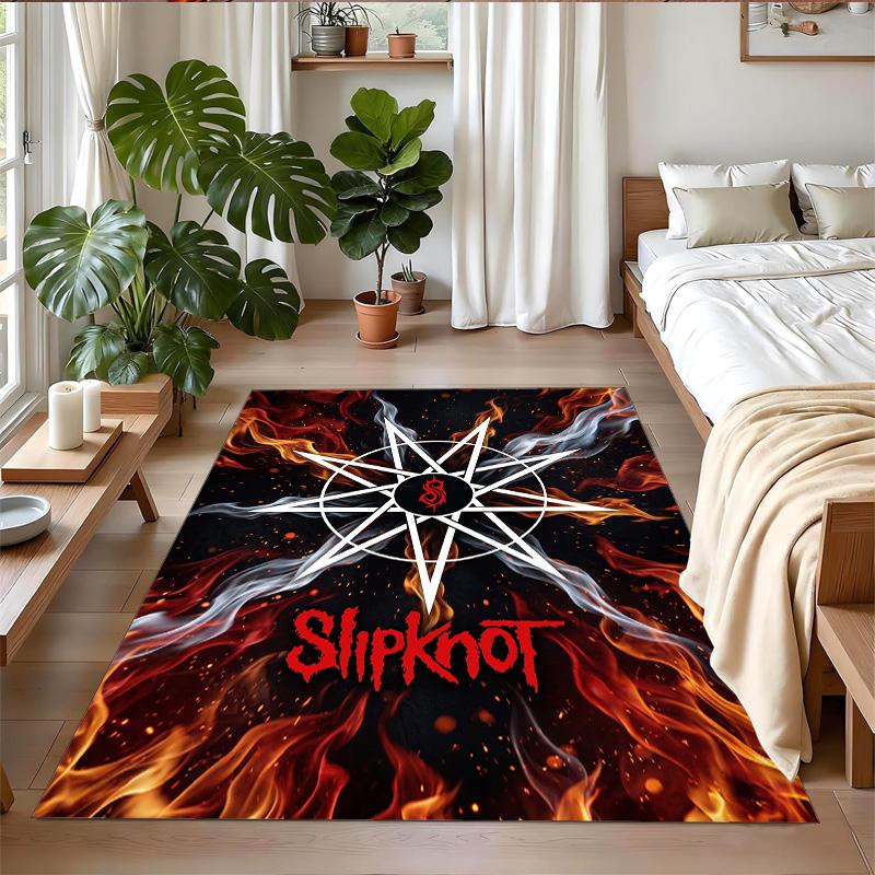 Slipknot Print Crystal Velvet Plush Rug Wear?Resistant Anti?Slip Floor Mat For Indoor Household Decoration