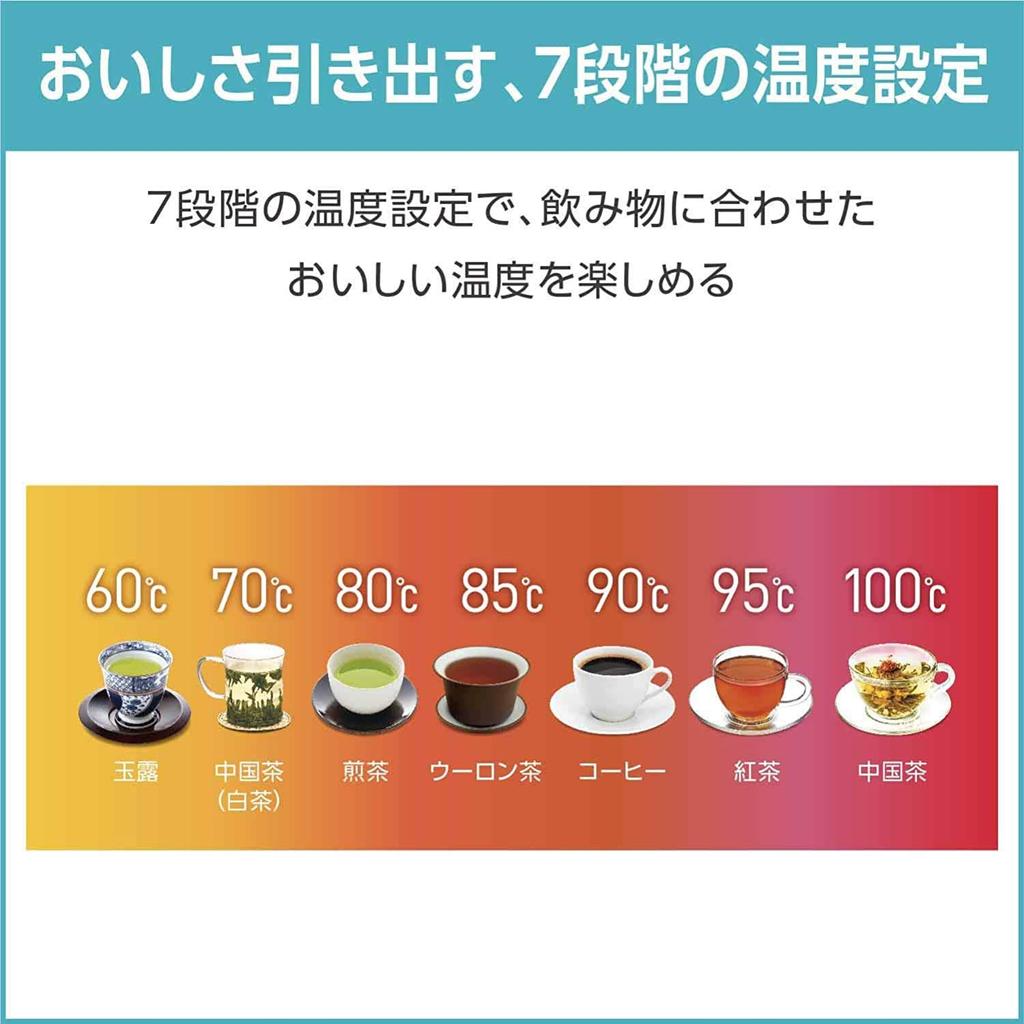 T-fal Electric Kettle, 1.2L, "Justin Control White," with 7 Temperature Settings, Keep Warm, Auto Power-Off, and Boil-Dry Protection, KO7551JP