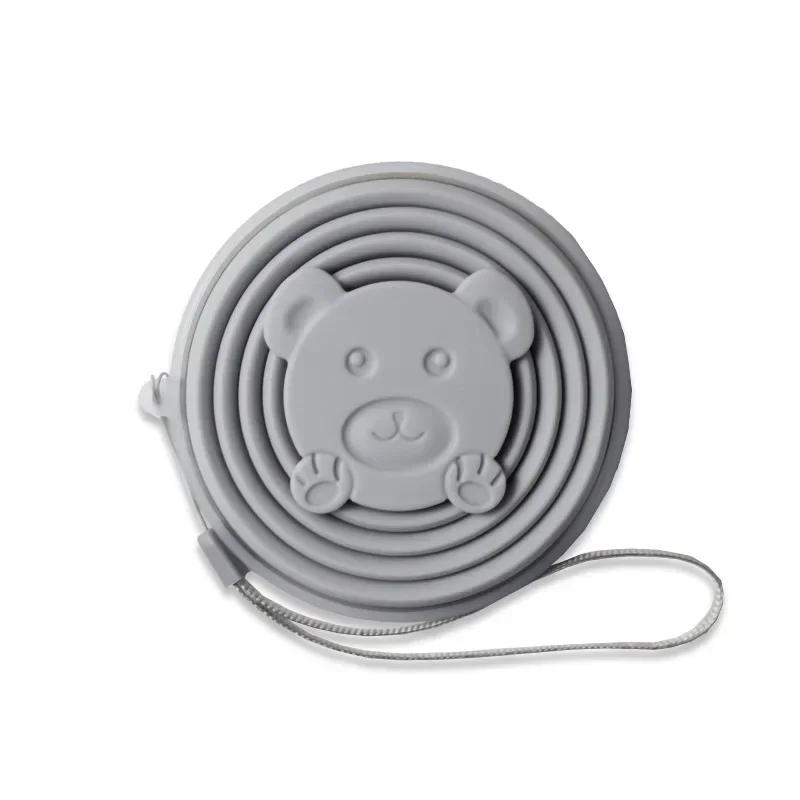 180 мл Силиконовая складная кружка для путешествий, повседневная кружка с рисунком медведя, складная многоразовая кружка для питья с крышками, выдвижные чашки