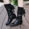 Fashion Women's Boots Autumn/Winter Large 43 Size Knight Boots Low Heel Round Toe Lace-up Warm Fashion Waterproof Boots Botas Mujer