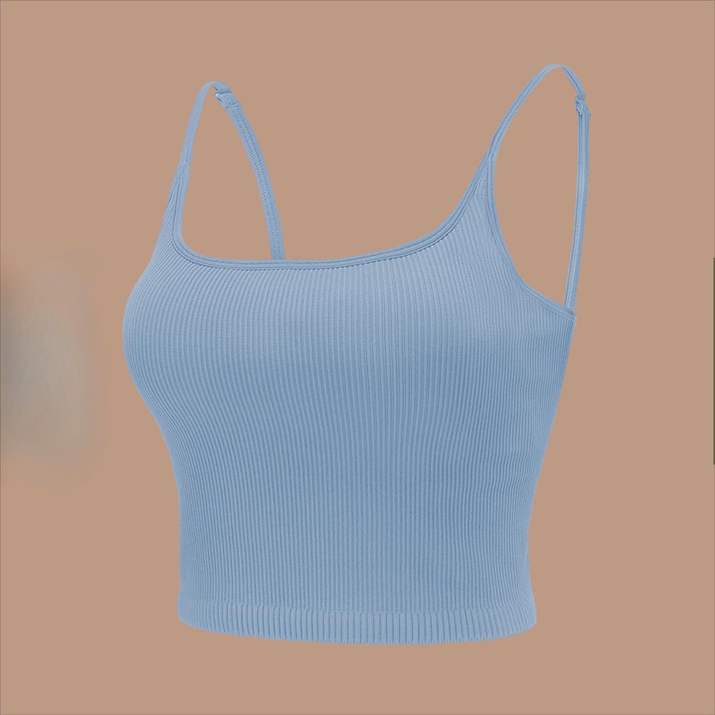 Women's Sports Underwear with Bra Pads Back Sling Sexy U-neck Thin Straps Yoga Tank Tops