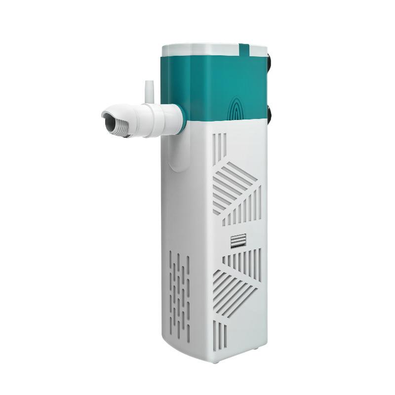 4-in-1 Ultra Quiet Submersible Aquarium Filter with Built-in Air Pump, Waste Suction & Water Circulation for Mini Tank
