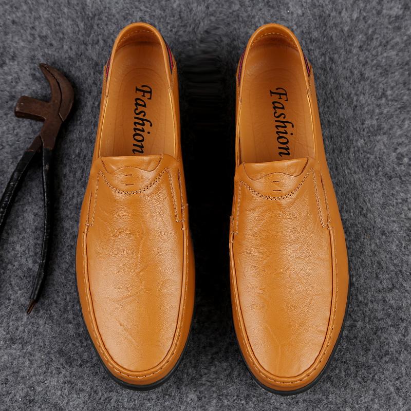 Classic Business Shoes Genuine Leather Mens Slip On Flats All-match Male Comfortable Loafers Casual Shoes Soft-Soled Moccasins