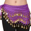 Belly Dance Hip Scarf, Women's Chiffon Belly Dancing Scarf with 128 Coins for Yoga Class